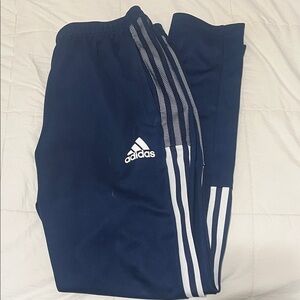 Adidas Men's Navy Joggers with White Stripes